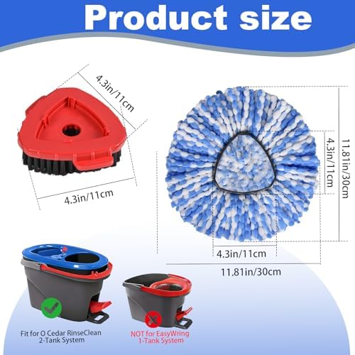 Spin Mop Replacement Head for O Ceda RinseClean 2 Tank System+ Scrub Brush - Image 2