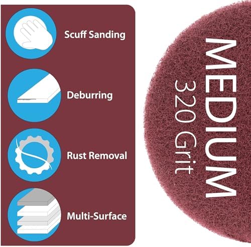 5" Abrasive Pad Hook & Loop Round Non-Woven 320 Grit - Image 6