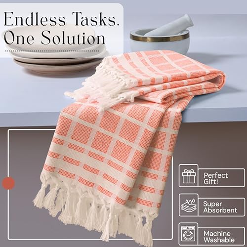 Matrix Dobby Kitchen Towels 12 Pack 100% Cotton, 16x26 Inches, Decorative Tea - Image 5