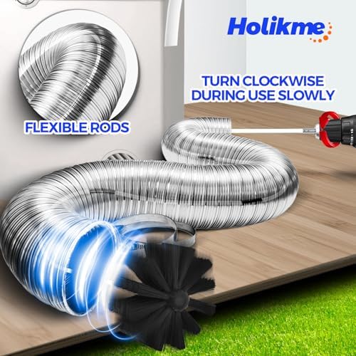 Holikme Dryer Vent Cleaner Kit - 30Ft Fireplace Chimney Brushes Flexible - Image 2