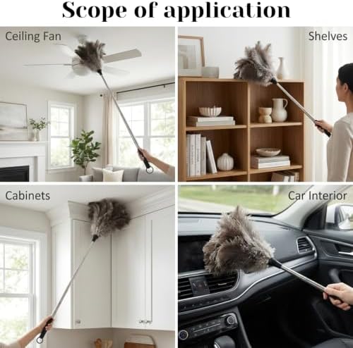 Extendable Ostrich Feather Duster, Fluffy Natural Ostrich Feathers Duster - Image 4