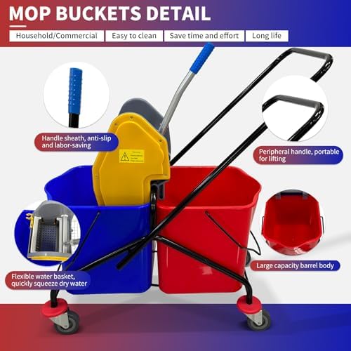 Commercial Double Bucket Mop Cart - Image 5