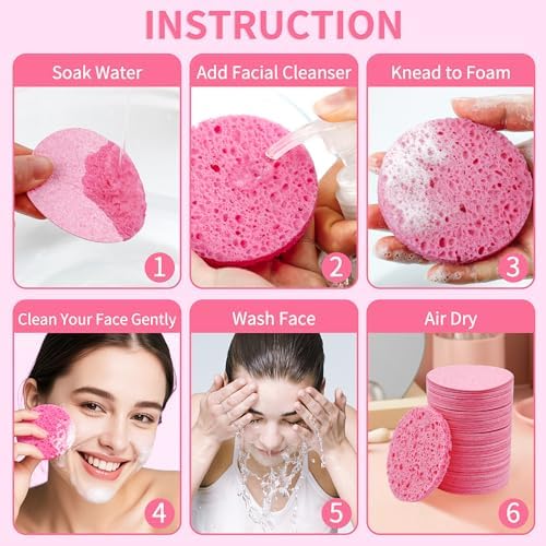 100-Count Compressed Facial Sponges, Natural Cellulose - Image 5