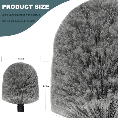 2 Pack Grey Big Twist-On Cobweb Duster Head Brush, Fits Standard 3/4 inch - Image 2