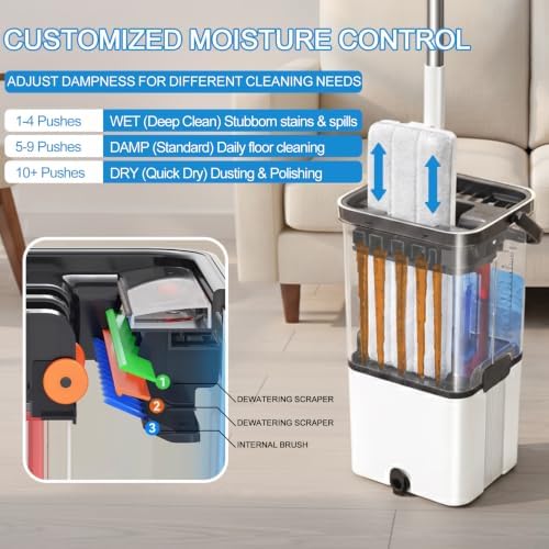 Flat Mop and Bucket with Wringer Set, Mops - Image 3