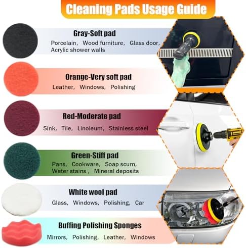 15Pcs Drill Brush Attachment Set, Drill Scrubber Brush Kit Include Soft Drill - Image 5