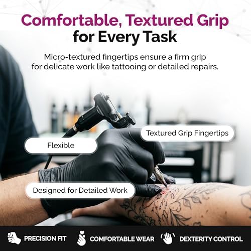 GripProtect Precise Black Nitrile Gloves 4 Mil, Chemical Resistant Gloves - Image 3