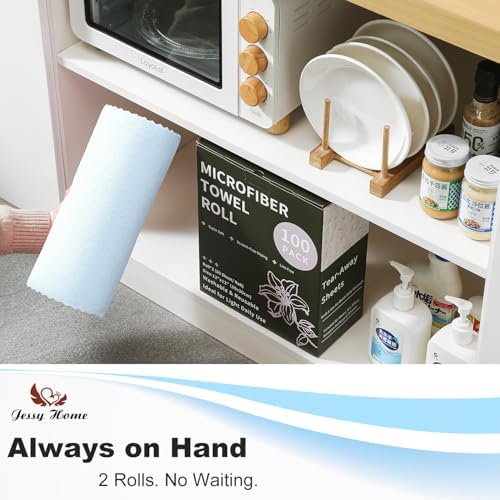 Jessy Home 2 Roll Reusable Paper Towels, 100 Sheets Tear Away Microfiber - Image 6