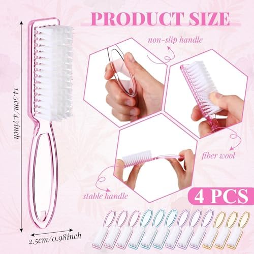 Patelai 12 Pcs Nail Brushes for Cleaning, Fingernail Hand Toes, Transparent - Image 3