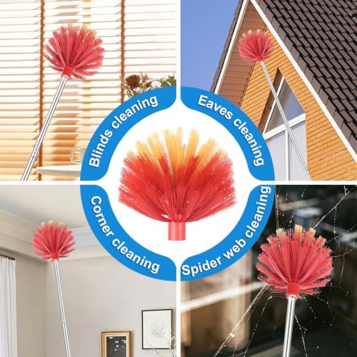 Cobweb Duster with Extension Pole, Medium Stiff Bristles Cobweb Duster Head - Image 3
