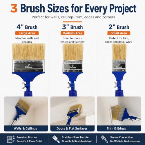 2''3''4''Paint Brush with Extension Pole, Long Brushes - Image 6