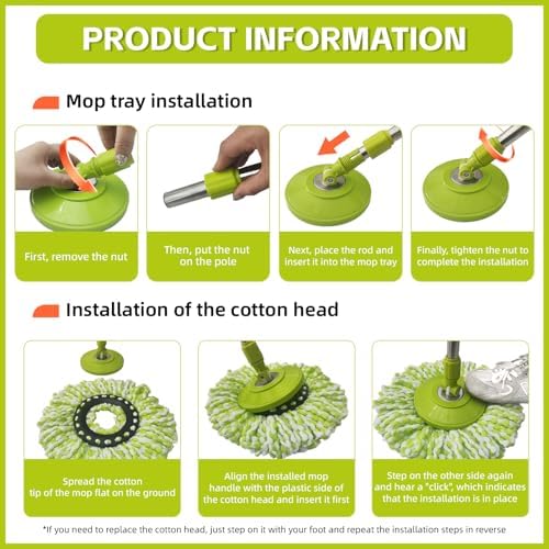 Spin Mop Replacement Handle 360 Degree Spin Mop Pole Handle Replacement - Image 3