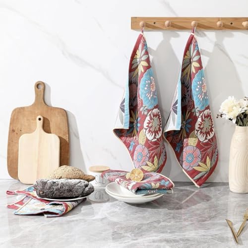 Decorative Cotton Fall Kitchen Towels Set of 4 16"X15" Blossom - Image 5