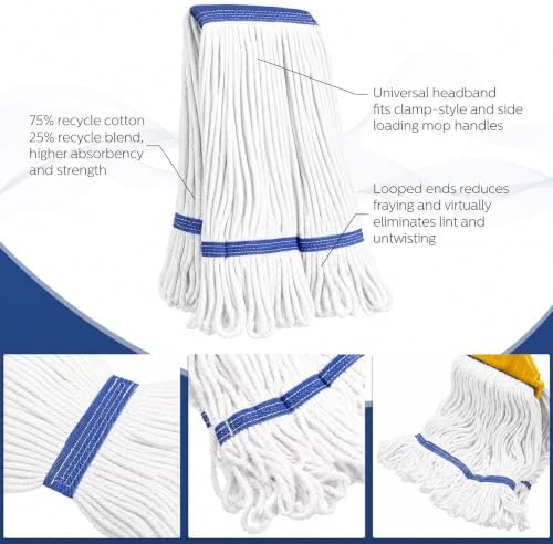 Eccliy 6 Pack Mop Heads Replacement 18 Oz Loop End - Image 3
