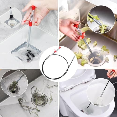 118" Drain Snake Hair Remover Tool, Flexible Clog Remover - Image 5