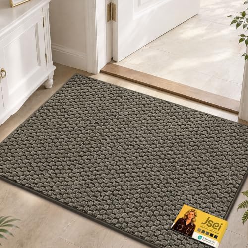 JSEI Dirt Trapper Door Mat 24"x36", Non-Slip Entryway Rugs by JSEI