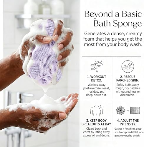 UJFQBH Authentic African Net Sponge 3 Pack, Exfoliating Body Scrubber - Image 3