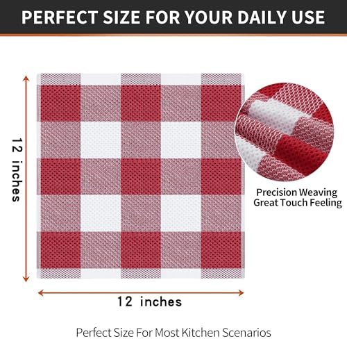 Homaxy 100% Cotton Check 6 Pack Dish Cloths - Image 4