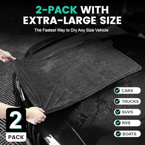 2 Pack Double-Sided Car Care, Microfiber Drying Towel - Image 4