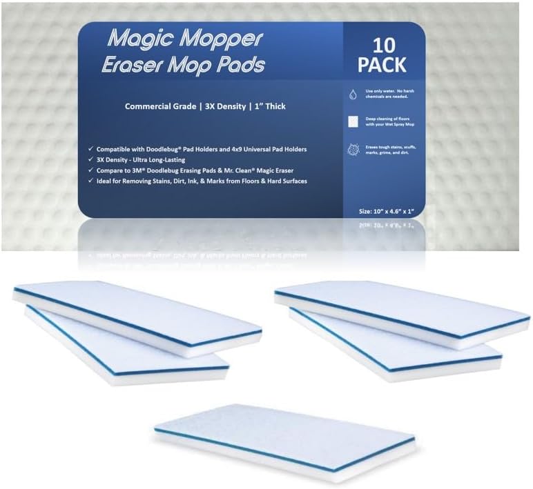 4610 Eraser Pads 4.5" x 10" Melamine Mop Sponges, 10 Pack by Magic+Mopper