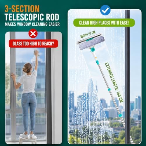 ORIXA U Shaped Window Cleaner for Outside Windows, Extendable Telescopic Pole - Image 2