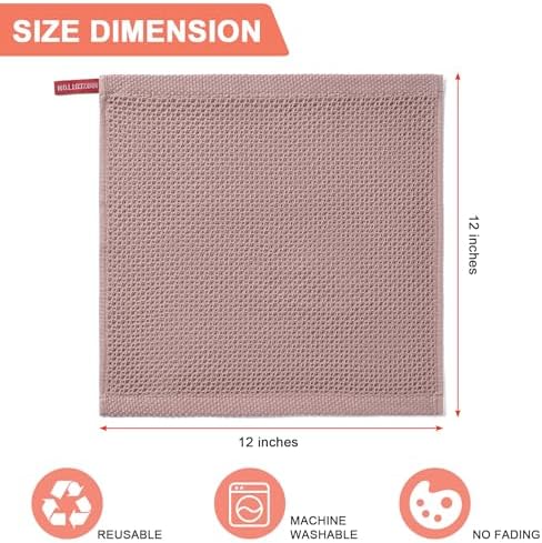 Kitchen Towels 6-Pack Kitchen Dish Cloths, 100% Cotton, 12x12 In - Image 2