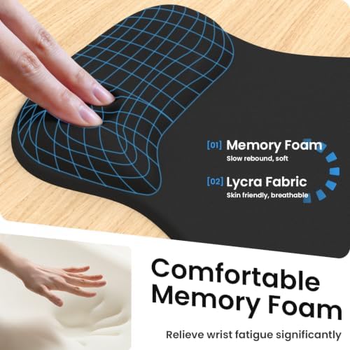 AKIT Ergonomic Mouse Pad and Keyboard Wrist Rest Set, Memory Foam - Image 3