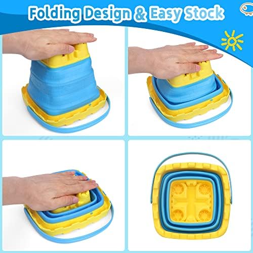 3L Jumbo Foldable Buckets, Castle Sand Beach Toy Silicon Pails - Image 2