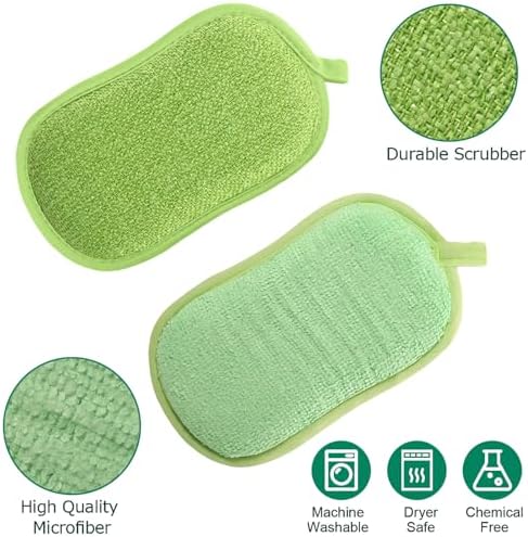 24 Pcs Reusable Scrub Sponges, Microfiber Washing Dish Scrubber - Image 3