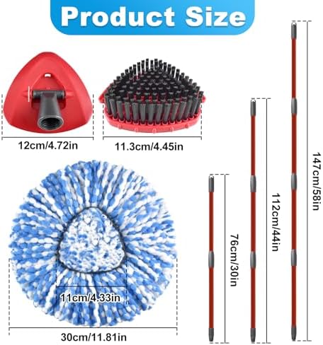 Spin Mop Handle, Replace Head, Scrub Brush Head and Base - Image 3