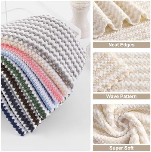 Homaxy 12 Pack Coral Velvet Dish Cloths, 10 x 10 inches - Image 2