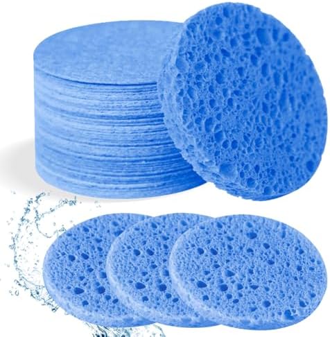 50-Count Facial Sponges Compressed Natural Cellulose Sponge Round Shape Face by Mainlyrunmakeupsuppliers