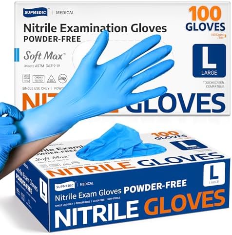 Supmedic Medical Soft Max Nitrile Exam Gloves Powder-Free Disposable 100 Ct by Supmedic