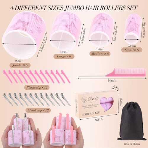 obeoby 4 Sizes Hair Rollers for Women Self-Grip Curlers Set - Image 2