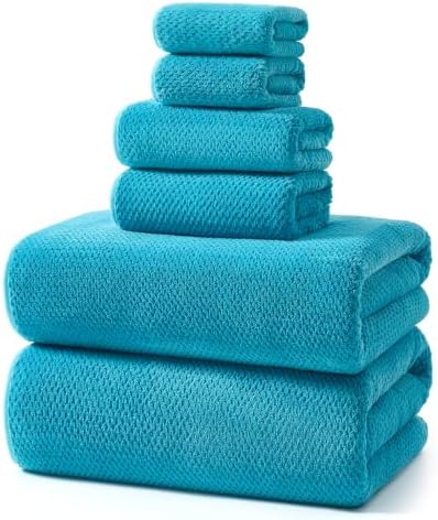 REDKISS Premium Soft Towels for Bathroom, 6 Piece Towel Set, Aqua Blue by REDKISSOnline