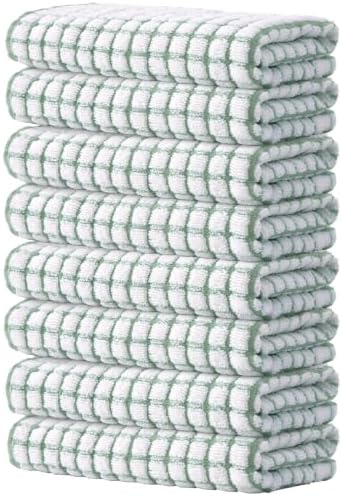 Kitinjoy Cotton 8 Pack Terry Kitchen Towels, Grass Green by Kitinjoy