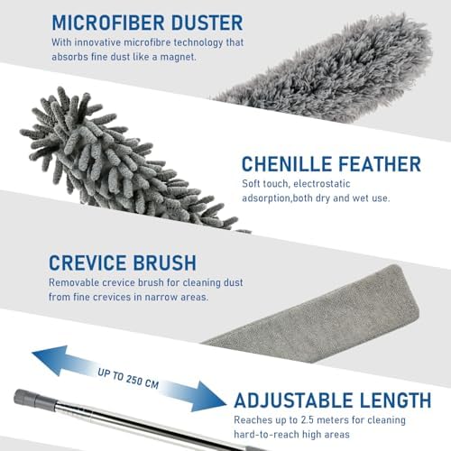 Microfiber Feather Duster 6-in-1 Kit | Extendable Duster - Image 7