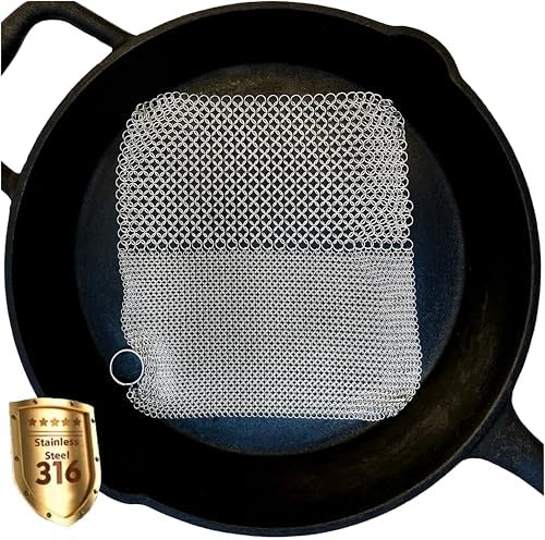 Mesh Cast Iron Scrubber Fine Rings Welded Chainmail Scrubber by ERGONOW
