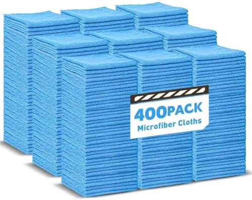TEAWOO Blue Microfiber Towels Bulk-400 Pack, Cleaning Cloths Bulk by TEAWOO
