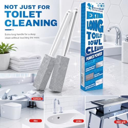 2 Pack Pumice Stone for Toilet Cleaning, Extra Long Handle for Removing Bowl - Image 7