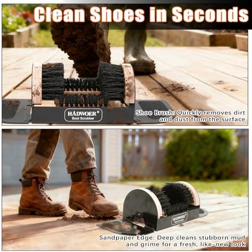 Hadwoer Heavy-Duty Outdoor Boot Brush Scraper - Image 4
