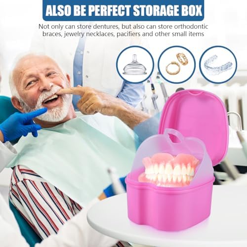 KISEER Pink Denture Bath Case Cup Box Holder Storage Container - Image 5