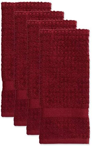 DII Basic Terry Collection Waffle Dishtowel Set, Solid Wine, 4 Piece - Image 2