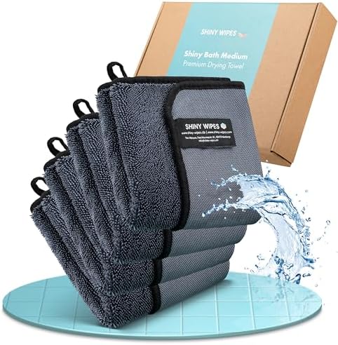 Shiny Wipes Medium Drying Towel, The Original, 12x16in/30x40cm, Ultra Absorbent by ShinyWipesShinyBath%E2%84%A2