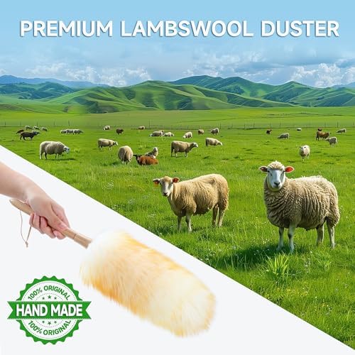 ONESIMUS 2 Pack Lambswool Dusters Fluffy Handheld Natural Feather Duster - Image 5