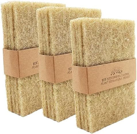 Natural Scouring Pads 15 Pack- Non-Scratch Sisal Cleaning Scrub Pads by HIFINECARE
