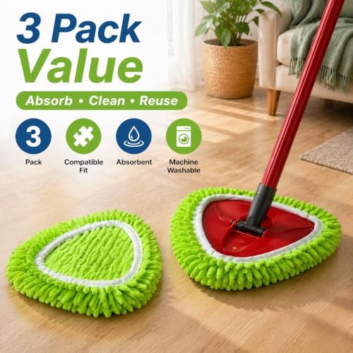 3 Pack Chenille Microfiber Mop Head Covers Compatible - Image 3
