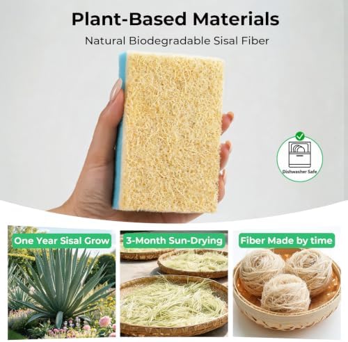 12 Pack Natural Non Scratch Scrub Sponge, Sponges Kitchen, Dish Sponge - Image 2