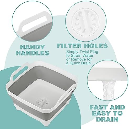 2 Pack Dishpan for Washing Dishes, 2.4Gal/9L Wash Basin - Image 3