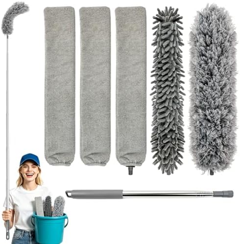 Microfiber Feather Duster 6-in-1 Kit | Extendable Duster by Quadafy